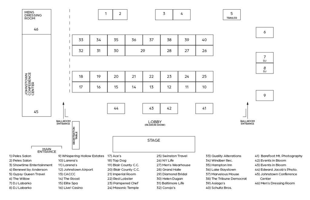 Johnstown Bridal Showcase 2023 map